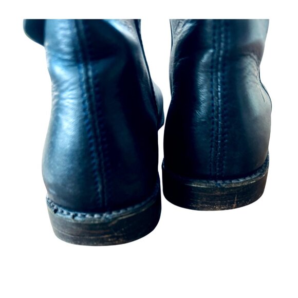Frye Black Leather Knee-High Riding Boot Buckle Harness 5.5 Western Boho Cottage - Picture 7 of 15
